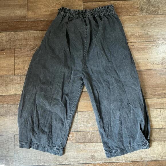 Size M - Free People Womens High Road Black Barrel Pants Linen Blend #32529 - Picture 8 of 9